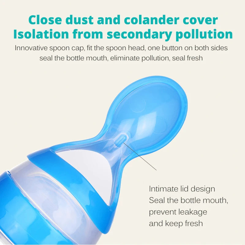 Baby Food Dispensing Spoon | Silicone Squeeze Feeding Bottle BPA Free