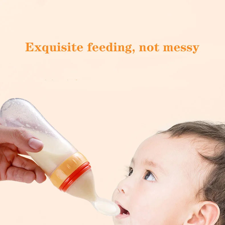Baby Food Dispensing Spoon | Silicone Squeeze Feeding Bottle BPA Free