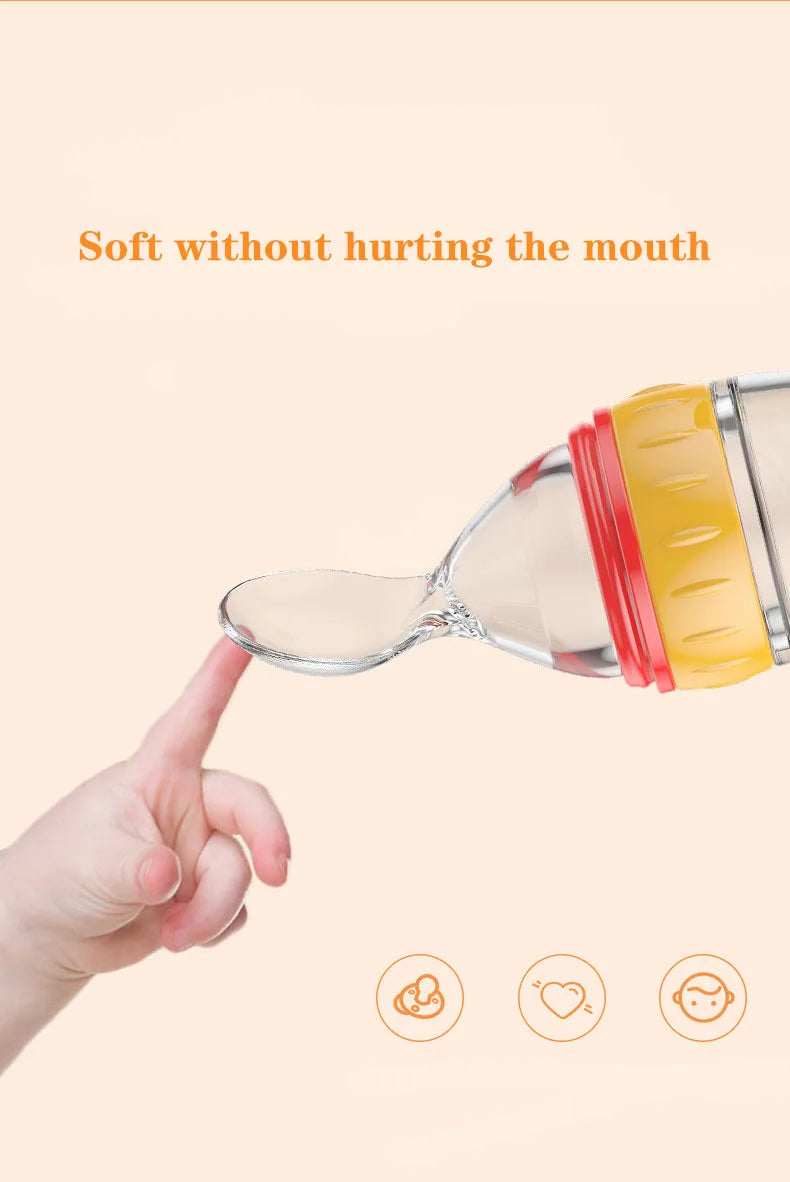 Baby Food Dispensing Spoon | Silicone Squeeze Feeding Bottle BPA Free
