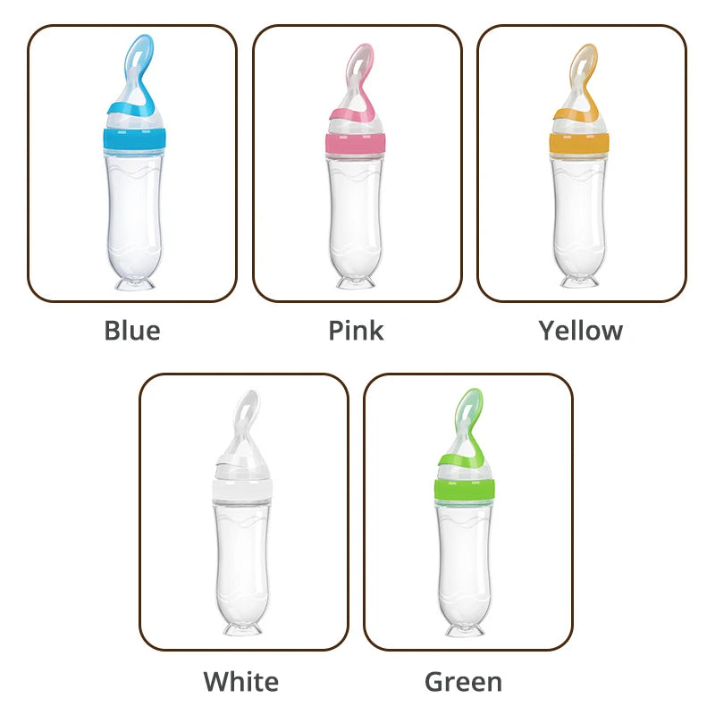 Baby Food Dispensing Spoon | Silicone Squeeze Feeding Bottle BPA Free