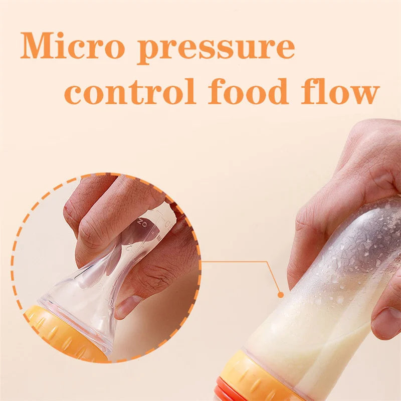 Baby Food Dispensing Spoon | Silicone Squeeze Feeding Bottle BPA Free