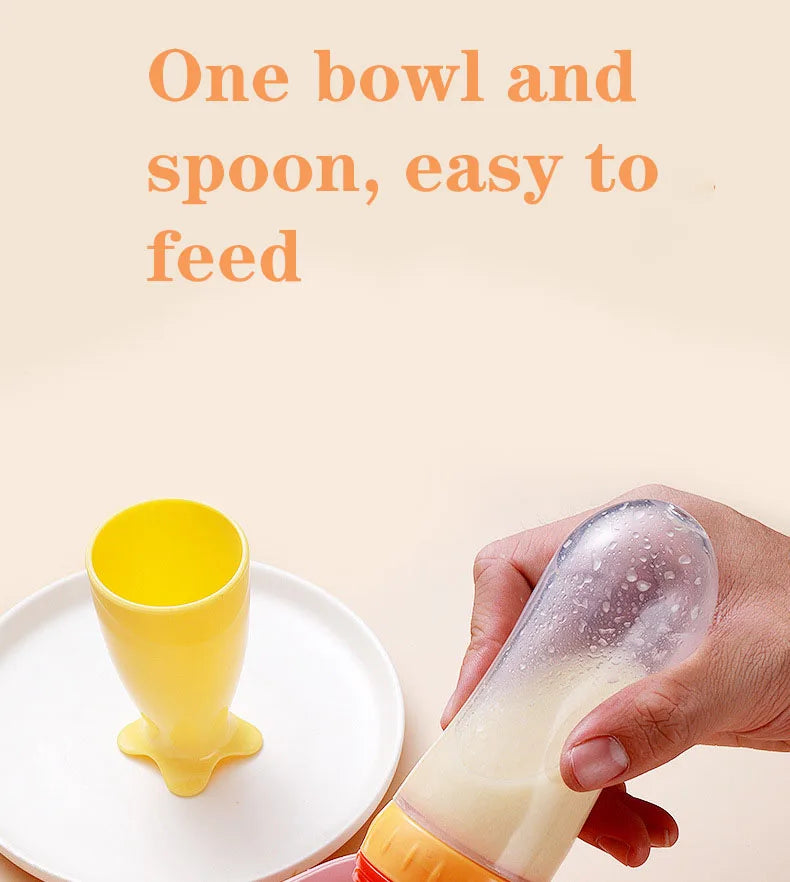 Baby Food Dispensing Spoon | Silicone Squeeze Feeding Bottle BPA Free