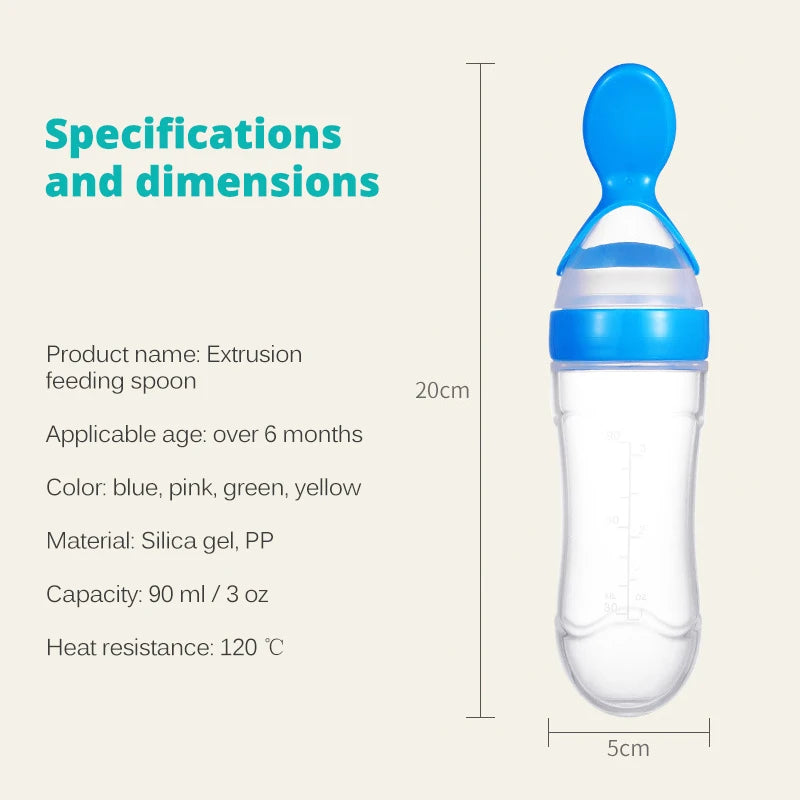 Baby Food Dispensing Spoon | Silicone Squeeze Feeding Bottle BPA Free