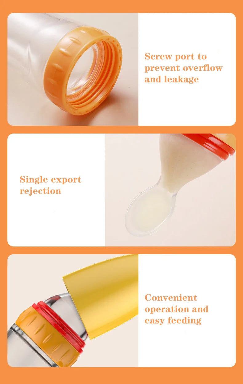 Baby Food Dispensing Spoon | Silicone Squeeze Feeding Bottle BPA Free