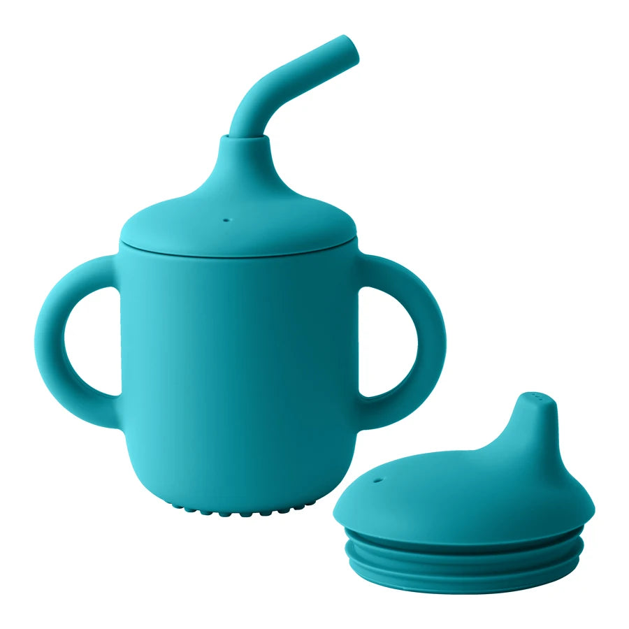 Silicone Training Cup 3-in-1 | BPA Free Baby Sippy Cup with Straw for Toddlers