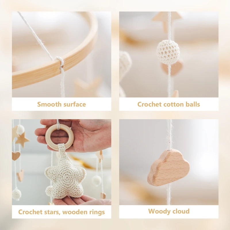 Wooden Musical Baby Mobile for Crib | Premium Nursery Mobile with Rotating Music & Safety Certified Design