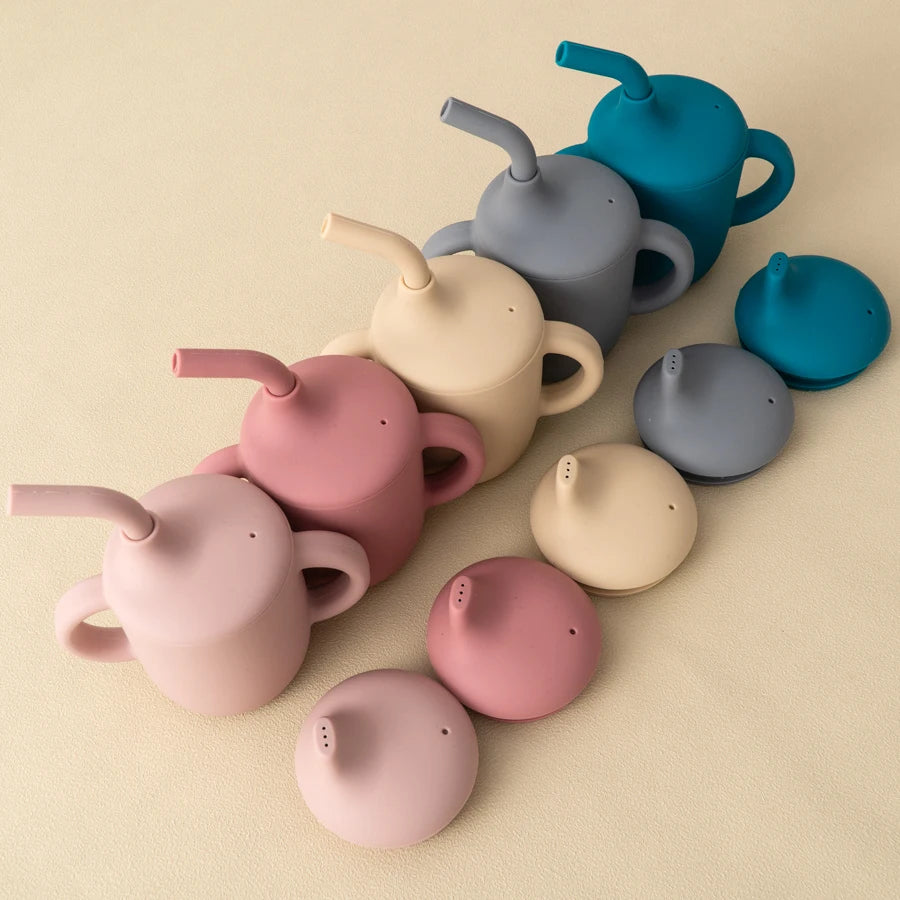 Silicone Training Cup 3-in-1 | BPA Free Baby Sippy Cup with Straw for Toddlers