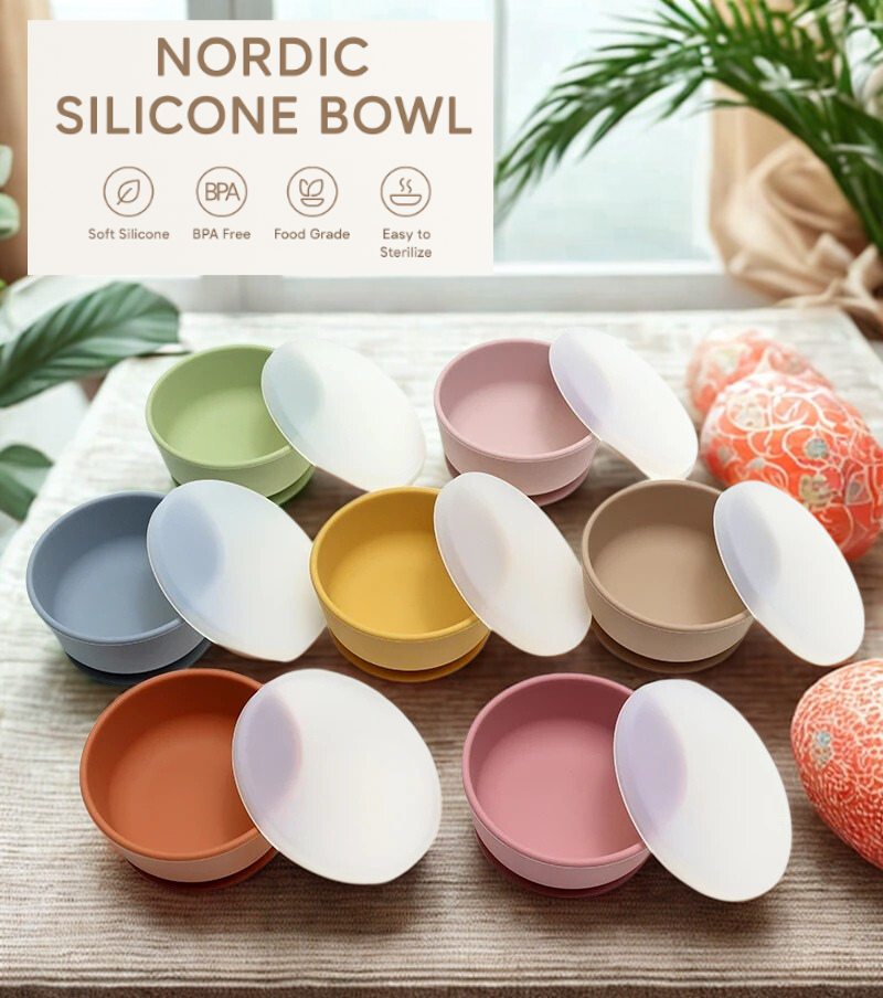 Nordic Silicone Baby Bowl Suction Plate | BPA Free Toddler Dishes 6M-6Y