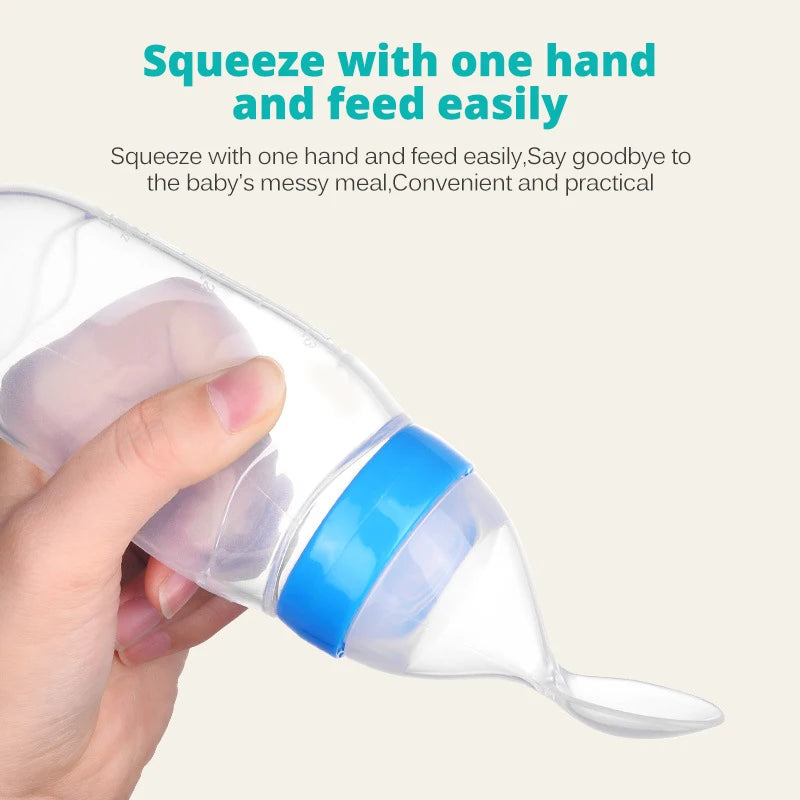 Baby Food Dispensing Spoon | Silicone Squeeze Feeding Bottle BPA Free