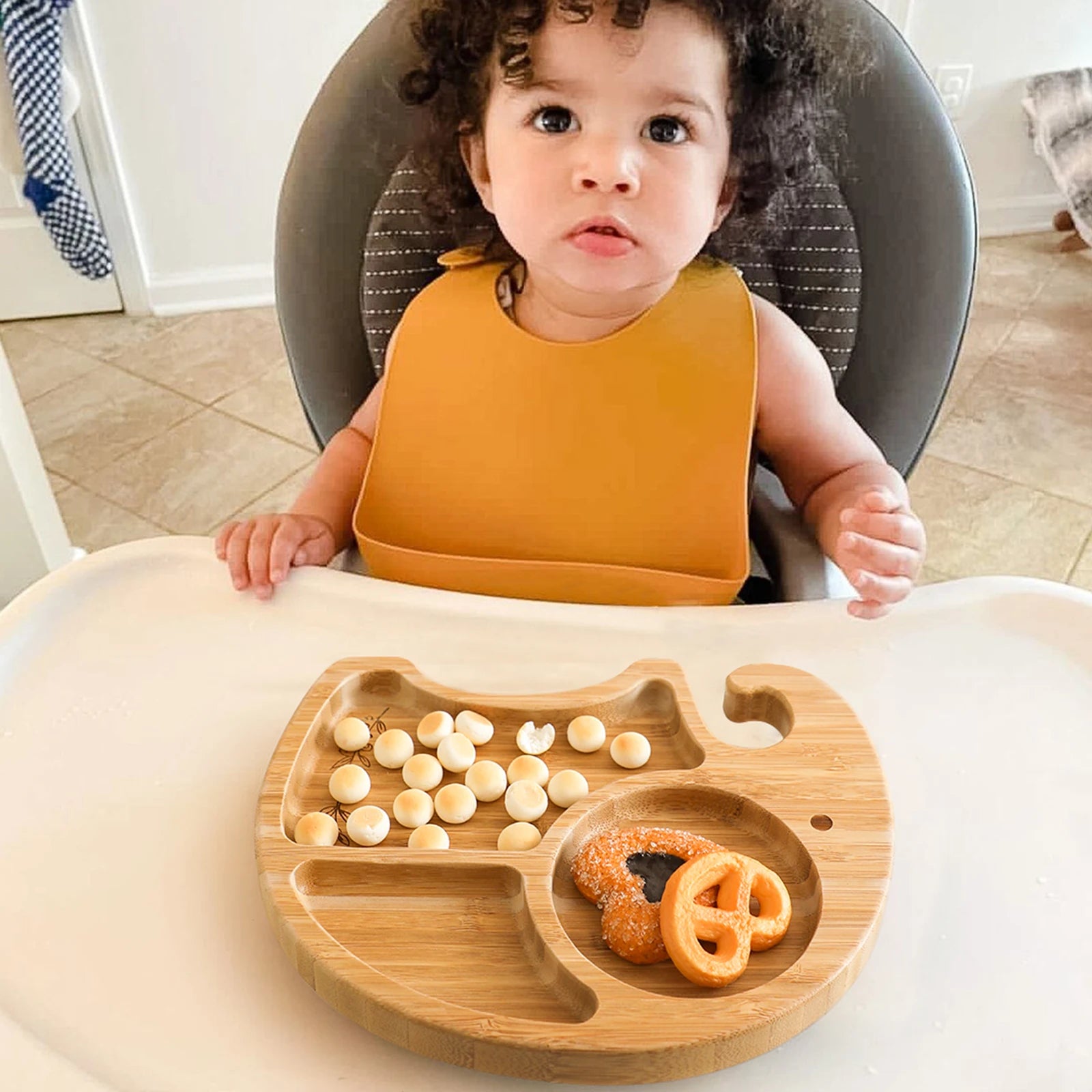 Bamboo Baby Plate with Suction | Divided Feeding Dish BPA Free