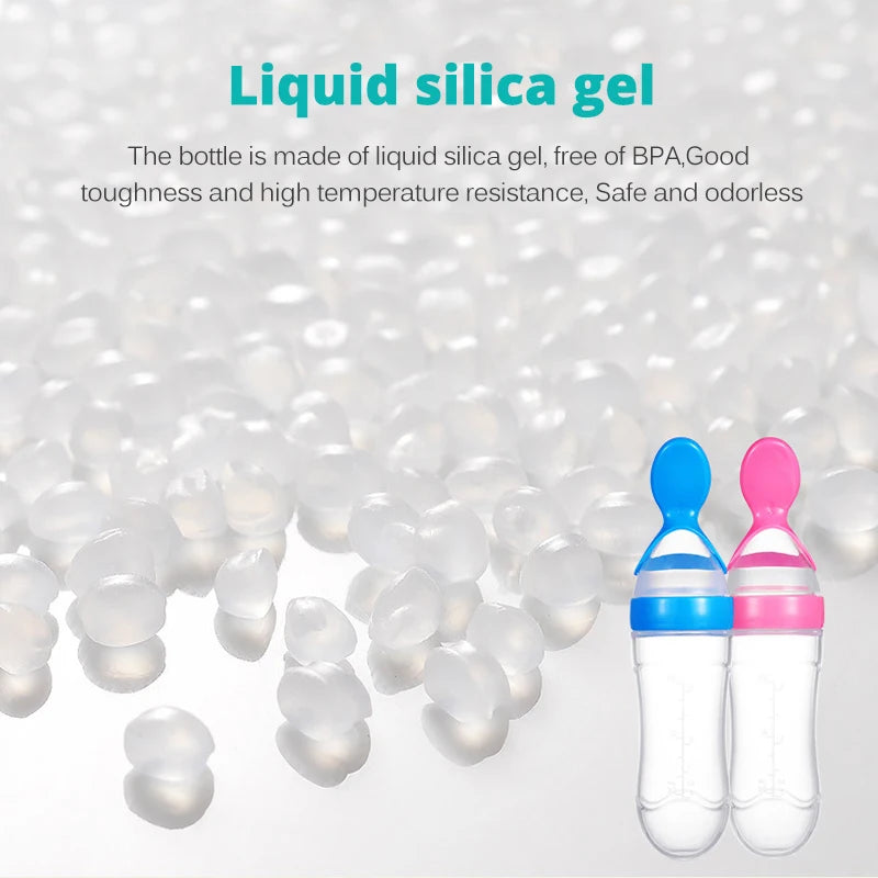 Baby Food Dispensing Spoon | Silicone Squeeze Feeding Bottle BPA Free