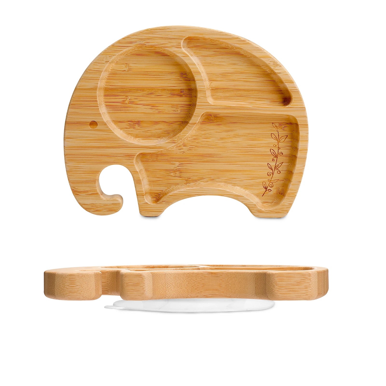 Bamboo Baby Plate with Suction | Divided Feeding Dish BPA Free