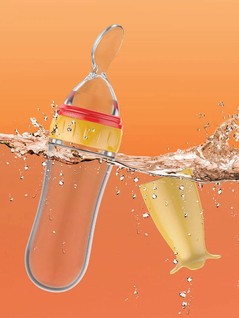 Baby Food Dispensing Spoon | Silicone Squeeze Feeding Bottle BPA Free