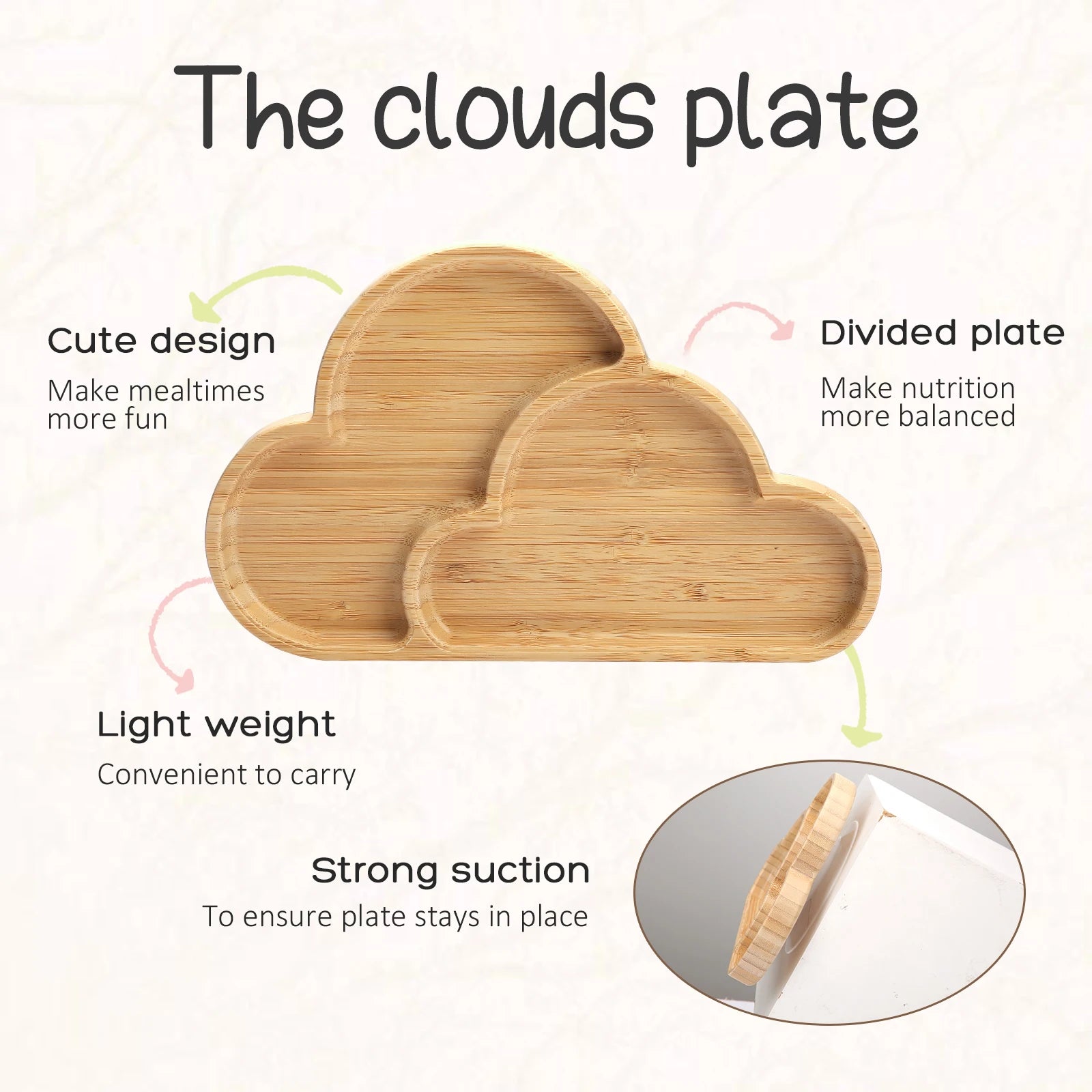 Bamboo Baby Plate with Suction | Divided Feeding Dish BPA Free