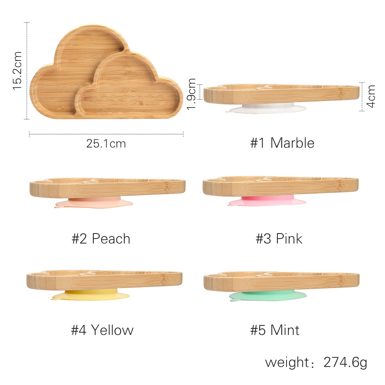 Bamboo Baby Plate with Suction | Divided Feeding Dish BPA Free