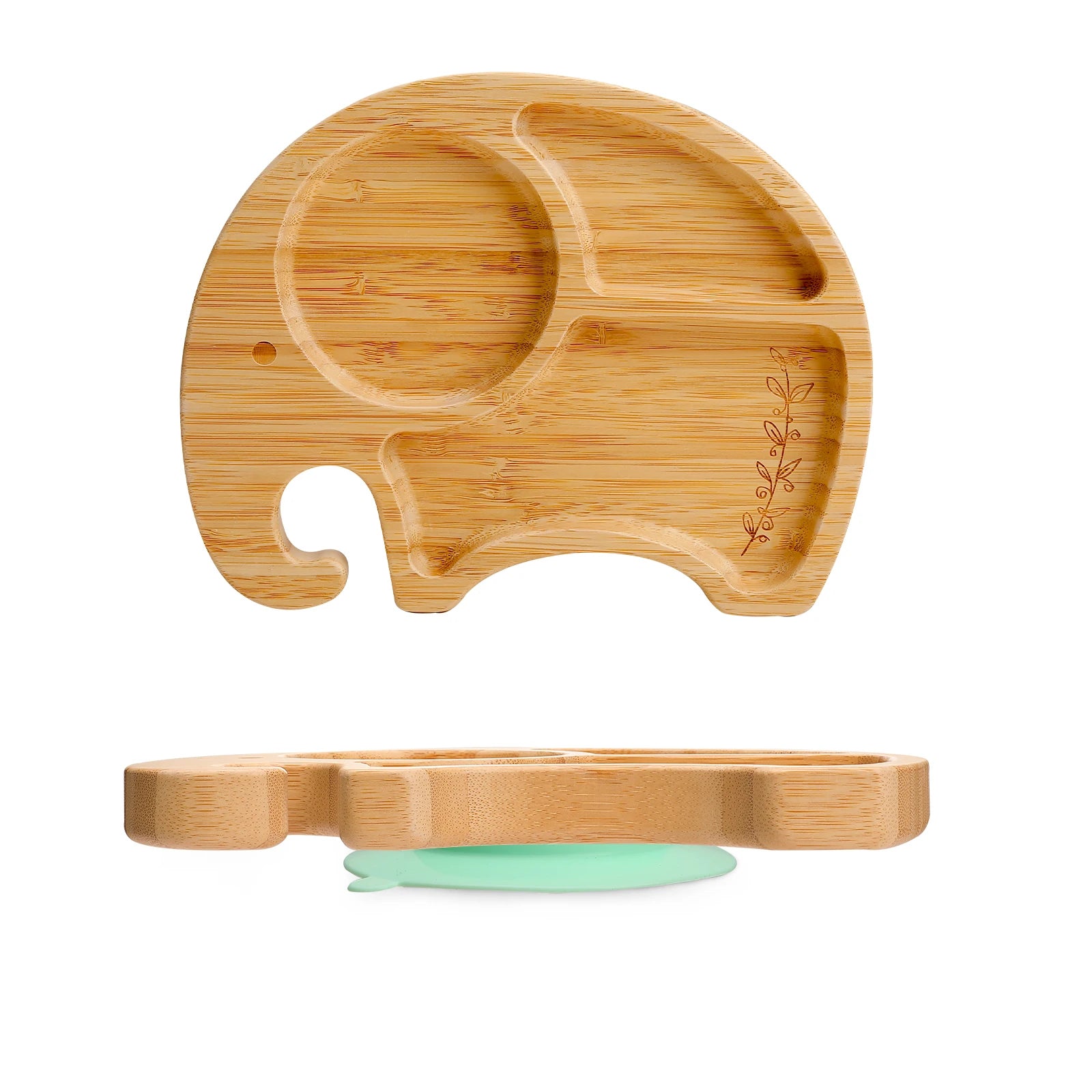 Bamboo Baby Plate with Suction | Divided Feeding Dish BPA Free