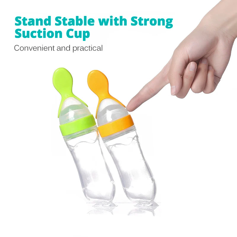 Baby Food Dispensing Spoon | Silicone Squeeze Feeding Bottle BPA Free