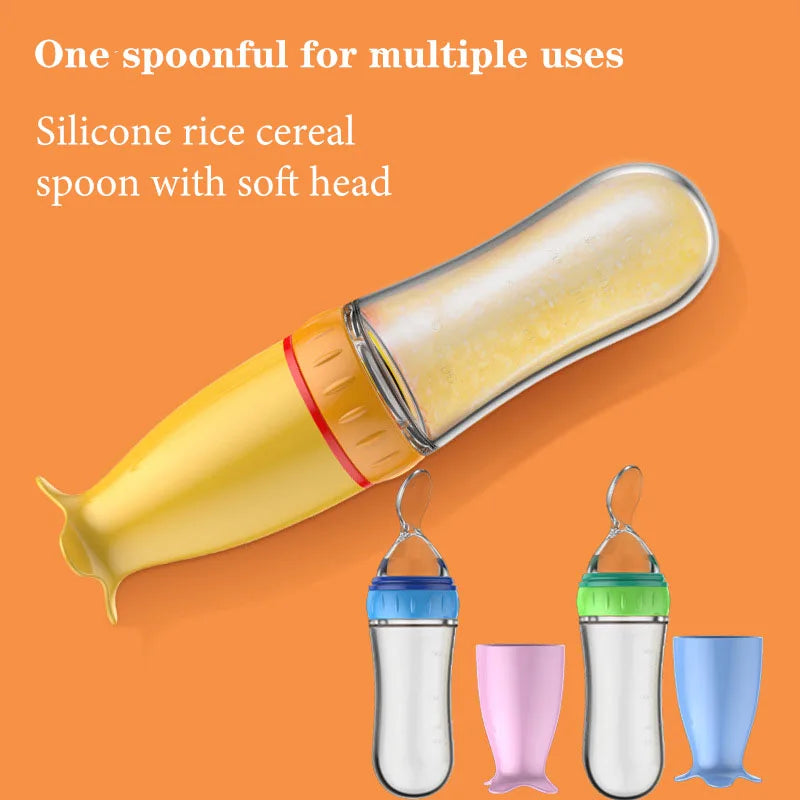 Baby Food Dispensing Spoon | Silicone Squeeze Feeding Bottle BPA Free