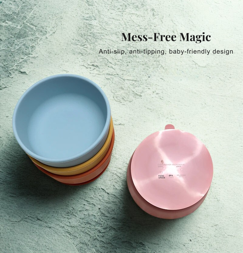 Nordic Silicone Baby Bowl Suction Plate | BPA Free Toddler Dishes 6M-6Y