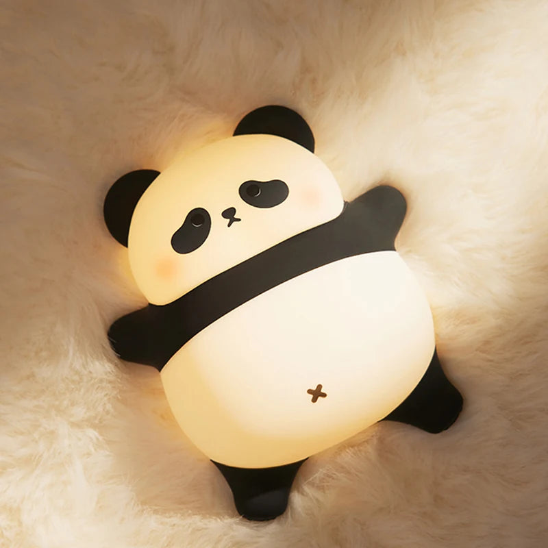 Baby Night Light Rechargeable | Nursery LED Lamp Touch Timer Panda