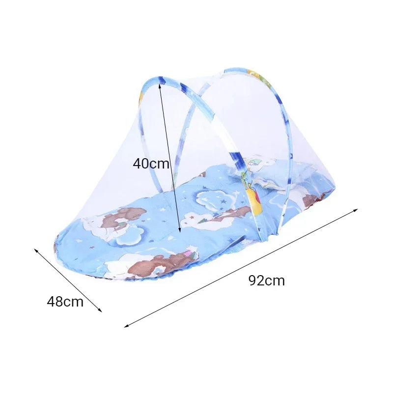 Portable Baby Mosquito Net Travel Bed | Foldable Pop-Up Crib Mesh Protection & Breathable Pad