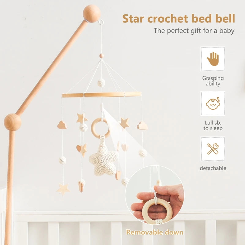 Wooden Musical Baby Mobile for Crib | Premium Nursery Mobile with Rotating Music & Safety Certified Design