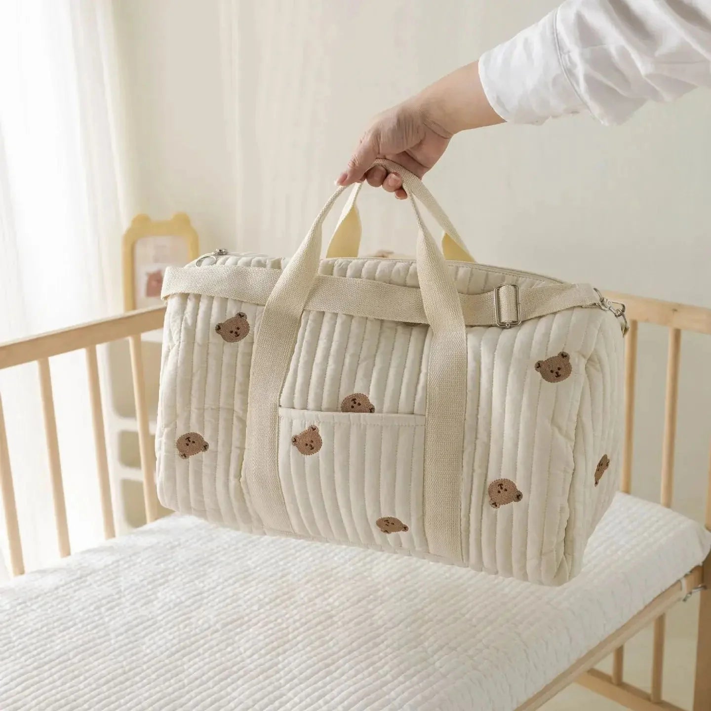 Large Mommy Bag Multi-Functional Tote Diaper Bag | Quilted Travel Baby Organizer 30-50cm