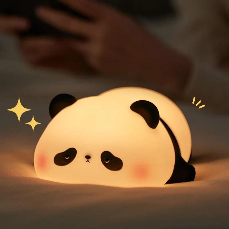 Baby Night Light Rechargeable | Nursery LED Lamp Touch Timer Panda