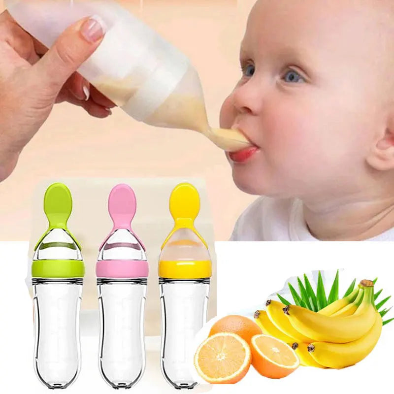 Baby Food Dispensing Spoon | Silicone Squeeze Feeding Bottle BPA Free