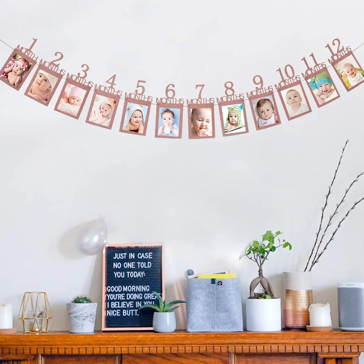 Nordic First Year Moments Baby Photo Banner | 12 Month Milestone