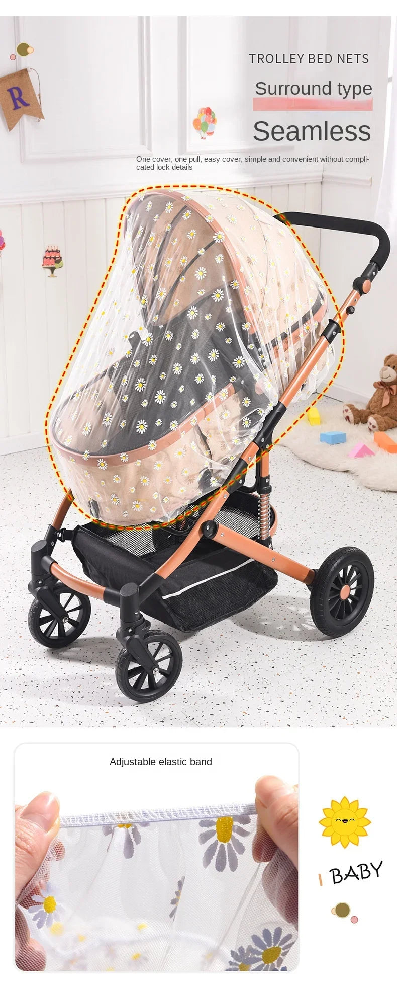 Mosquito Net for Stroller Universal Baby Bug Net | Breathable Mesh Car Seat Bassinet Protection