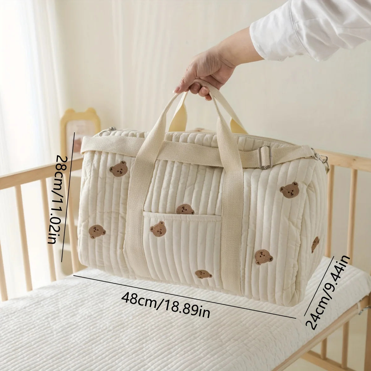 Large Mommy Bag Multi-Functional Tote Diaper Bag | Quilted Travel Baby Organizer 30-50cm