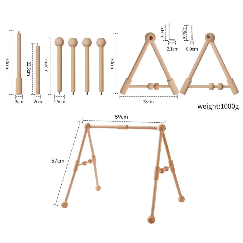 Wooden Baby Gym Frame Play Arch | Montessori Activity Center Newborn to 3 years