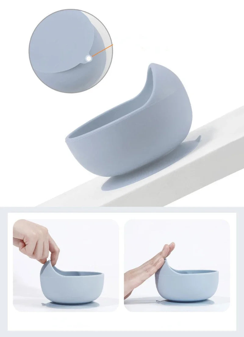 Baby Feeding Set Silicone Suction Plate Bowl Cup Wooden Spoon | BPA Free