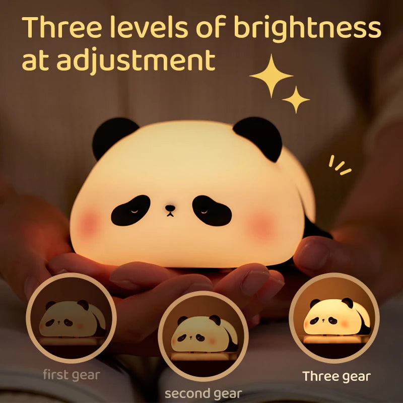 Baby Night Light Rechargeable | Nursery LED Lamp Touch Timer Panda