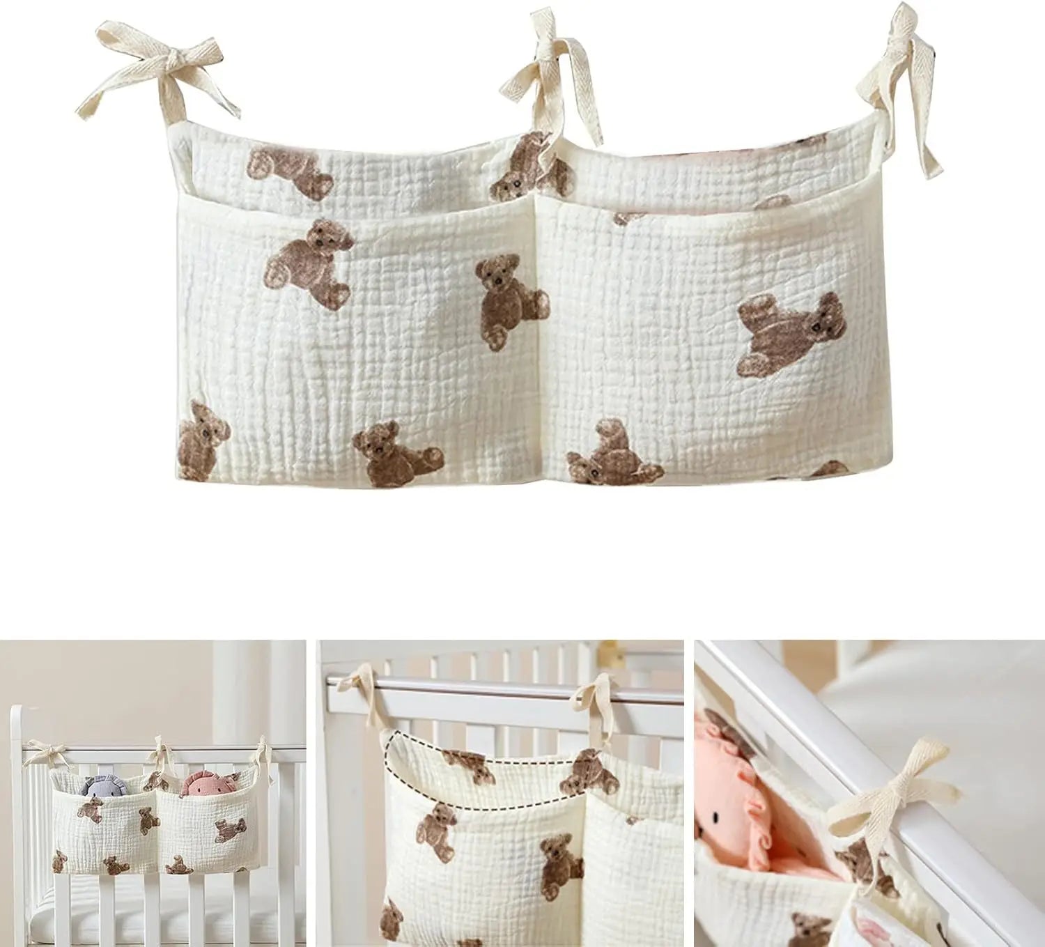 Baby Crib Organizer | Hanging Nursery Storage & Diaper Caddy