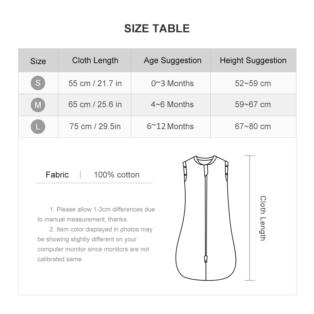 Baby Sleep Sack Wearable Blanket | Cotton Sleeveless 0-12 Months