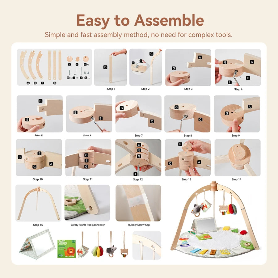 Wooden Baby Gym Frame Play Arch | Montessori Activity Center Newborn to 3 years