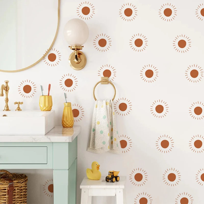 Nursery Wall Stickers Removable | Baby-Safe Heart & Sun Wall Decals