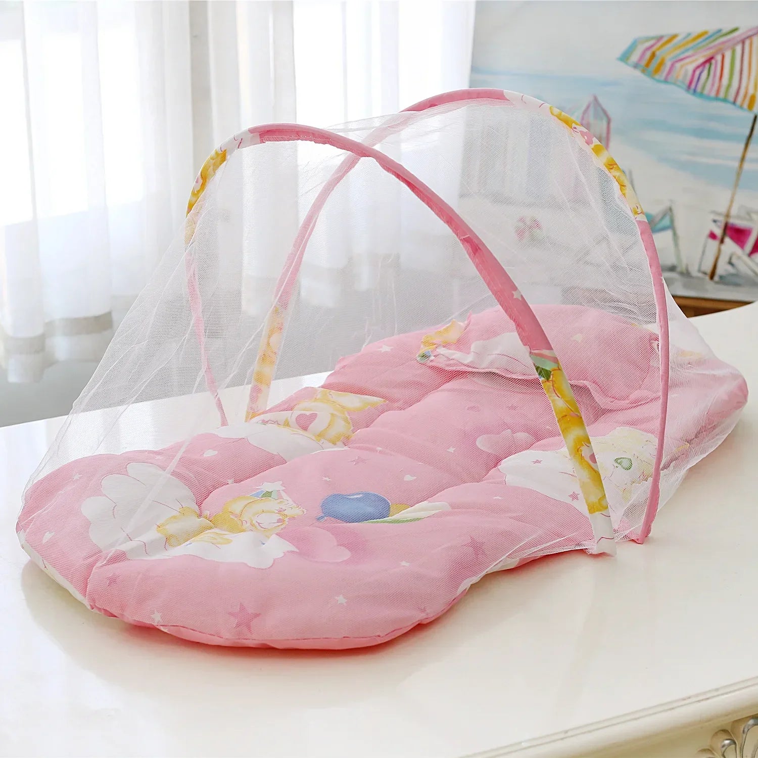 Portable Baby Mosquito Net Travel Bed | Foldable Pop-Up Crib Mesh Protection & Breathable Pad