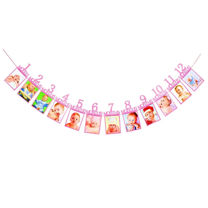 Nordic First Year Moments Baby Photo Banner | 12 Month Milestone