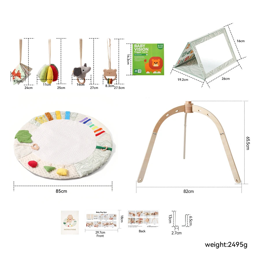 Wooden Baby Gym Frame Play Arch | Montessori Activity Center Newborn to 3 years
