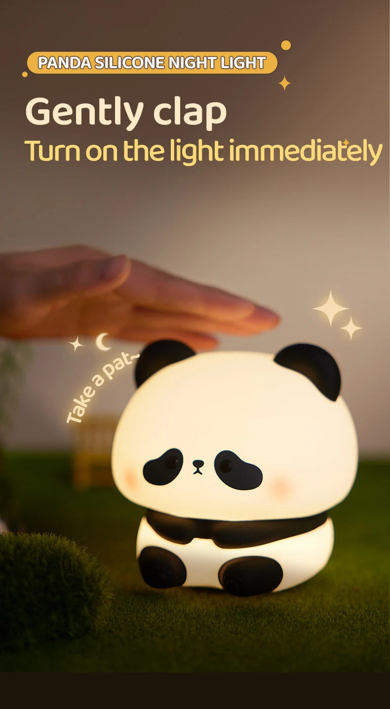 Baby Night Light Rechargeable | Nursery LED Lamp Touch Timer Panda