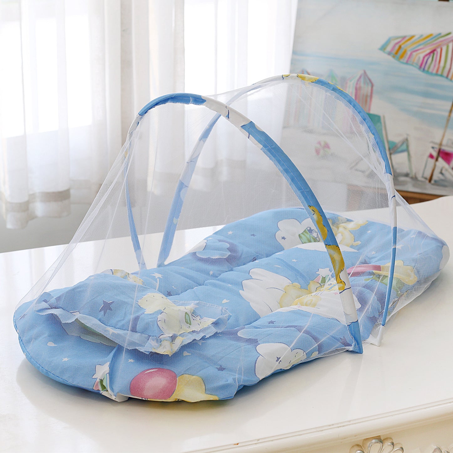 Portable Baby Mosquito Net Travel Bed | Foldable Pop-Up Crib Mesh Protection & Breathable Pad