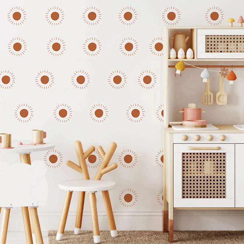Nursery Wall Stickers Removable | Baby-Safe Heart & Sun Wall Decals
