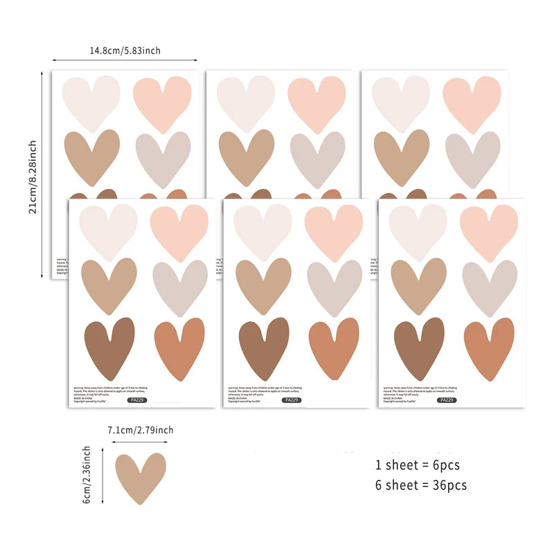 Nursery Wall Stickers Removable | Baby-Safe Heart & Sun Wall Decals