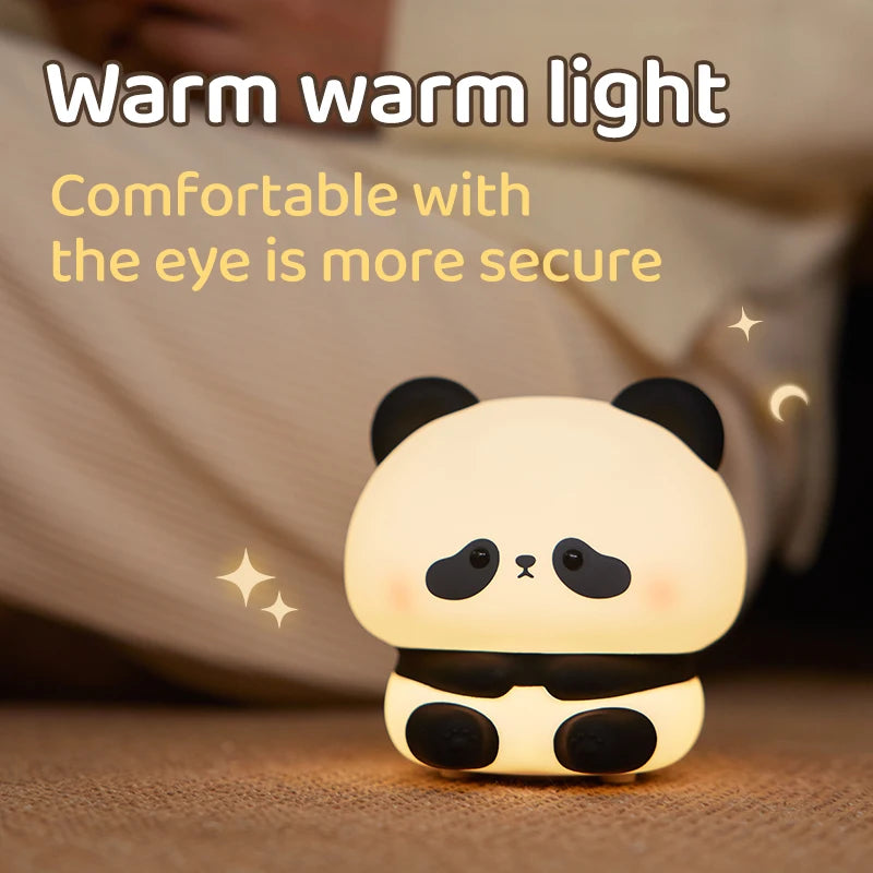 Baby Night Light Rechargeable | Nursery LED Lamp Touch Timer Panda