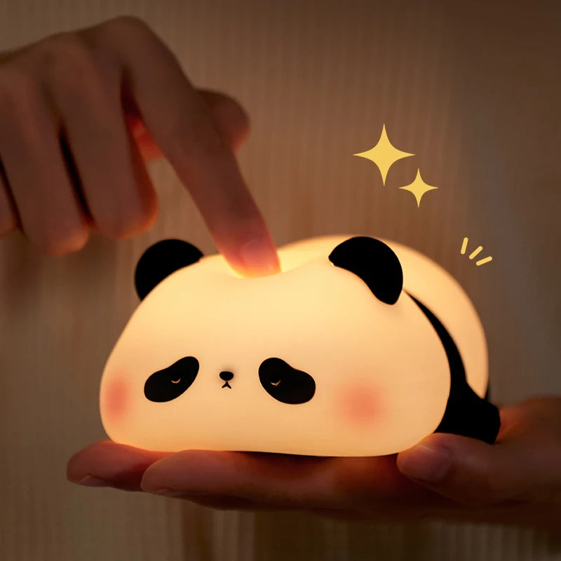 Baby Night Light Rechargeable | Nursery LED Lamp Touch Timer Panda