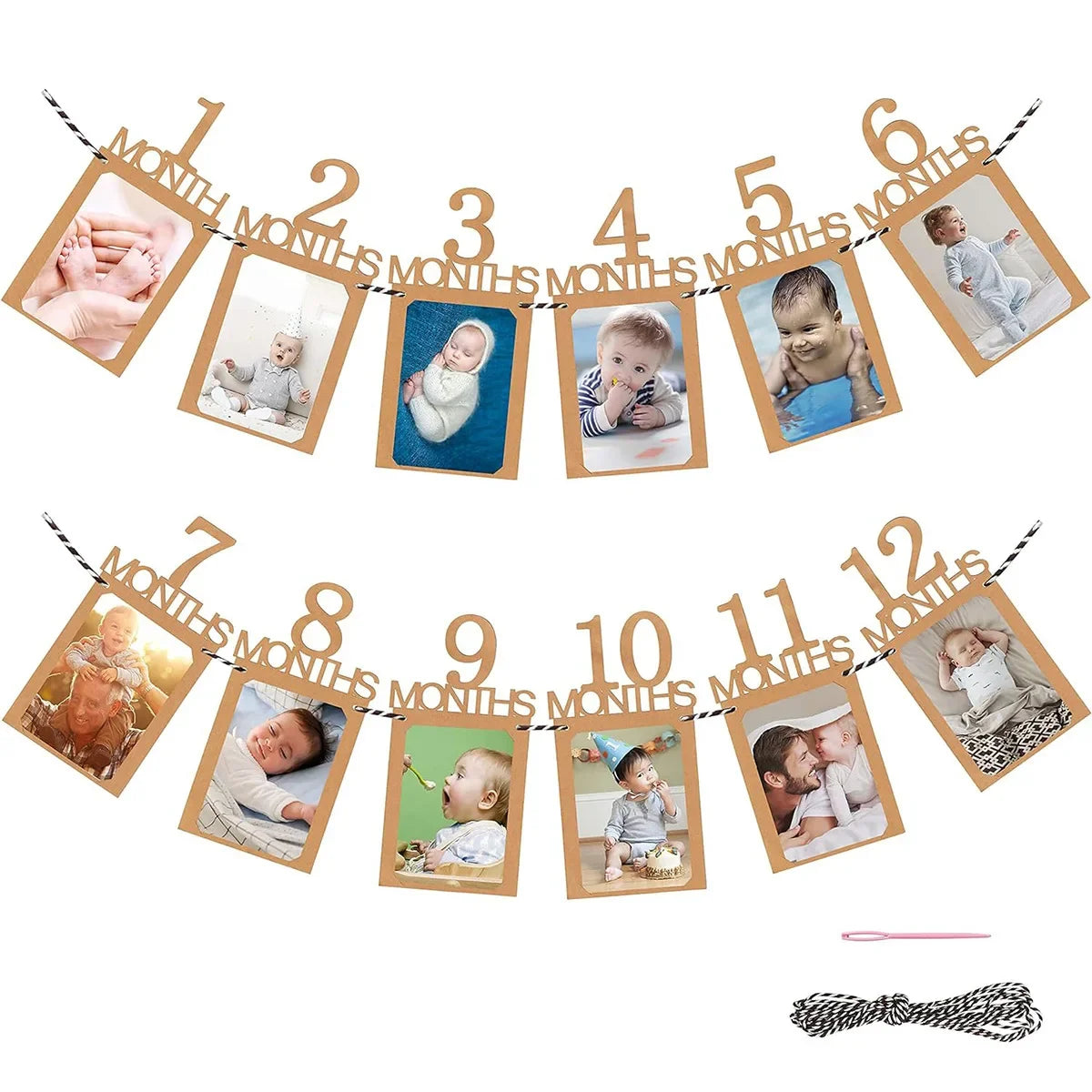Nordic First Year Moments Baby Photo Banner | 12 Month Milestone