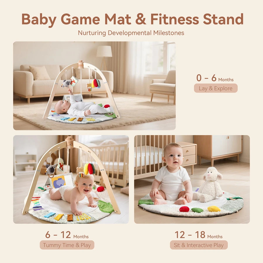 Wooden Baby Gym Frame Play Arch | Montessori Activity Center Newborn to 3 years